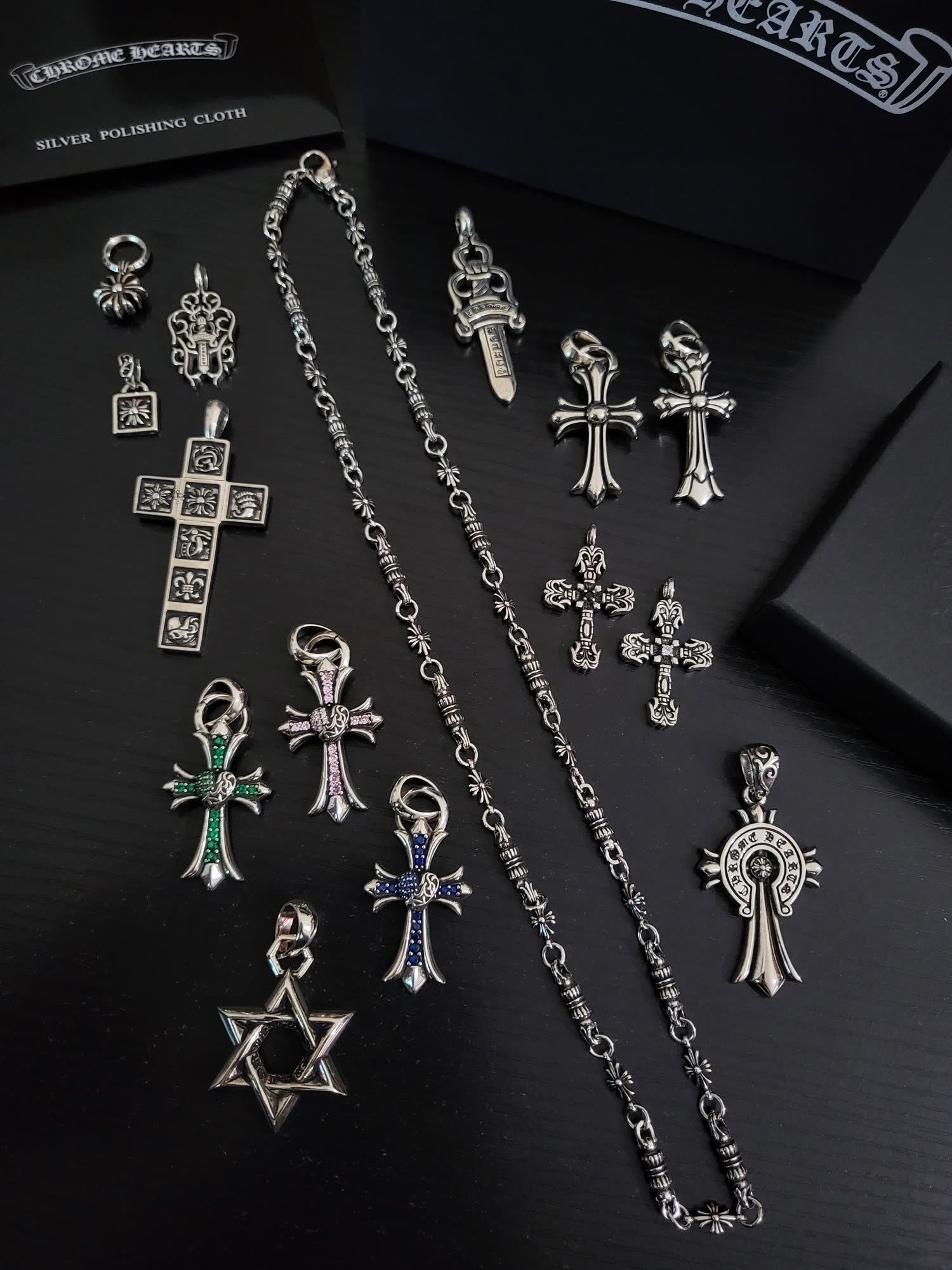 Chrome Hearts Silver Cross Pendant Set